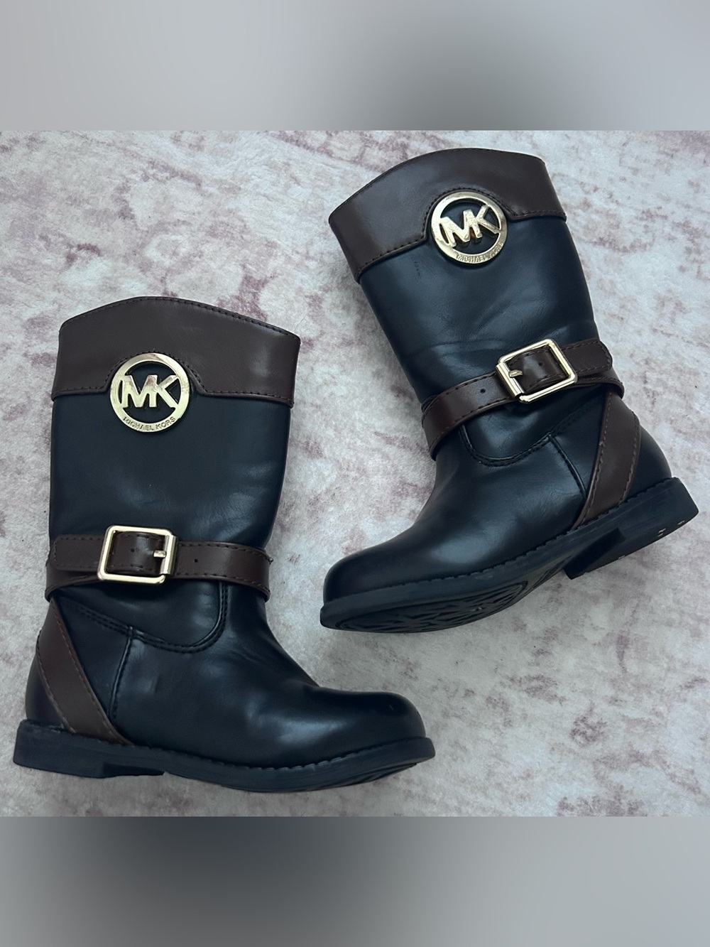 Michael Kors Kids Black and Brown Leather Boots
